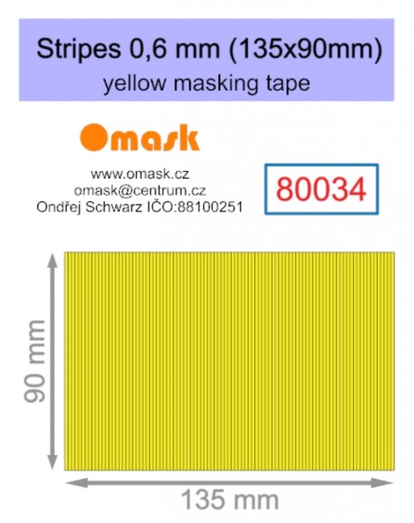 Omask 80034 Stripes 0,6 mm (135x90mm) yellow masking tape