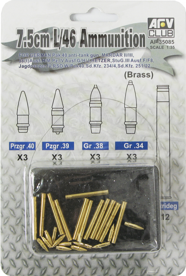 AFV Club 35085 7.5cm L/46 Ammunition 1/35
