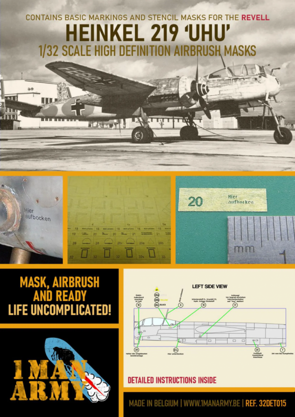 1 Man Army 32DET015 Heinkel HE-219 UHU (for Revell) 1/32