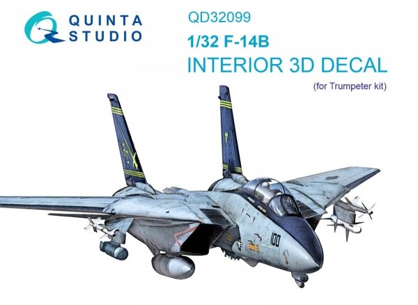 Quinta Studio QD32099 F-14B 3D-Printed &amp; coloured Interior on decal paper (Trumpeter) 1/32