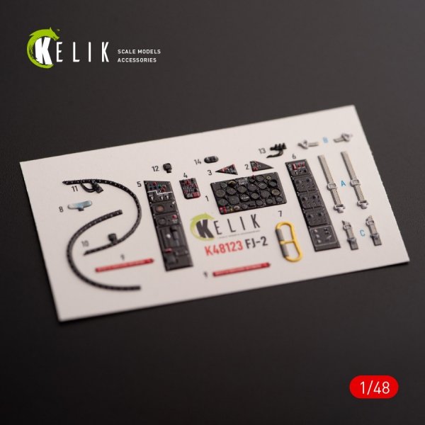 KELIK K48123 FJ-2 - interior 3D decals for Italeri kit 1/48
