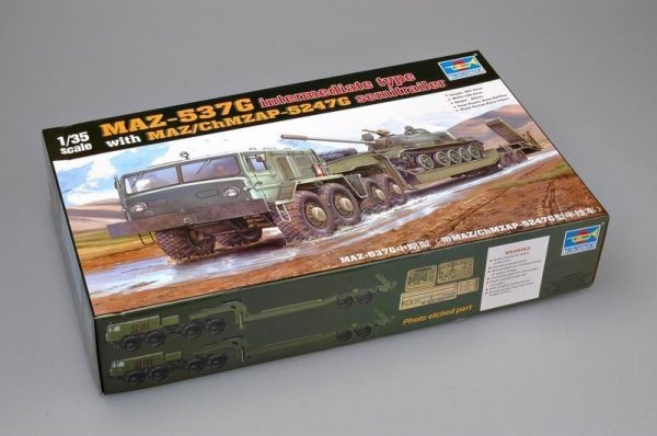 Trumpeter 00211 MAZ-537G intermediate type with MAZ/ChMZAP 5247G semi-trailer (1:35)