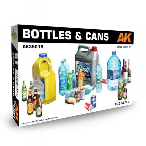 AK Interactive AK35018 BOTTLES &amp; CANS 1/35