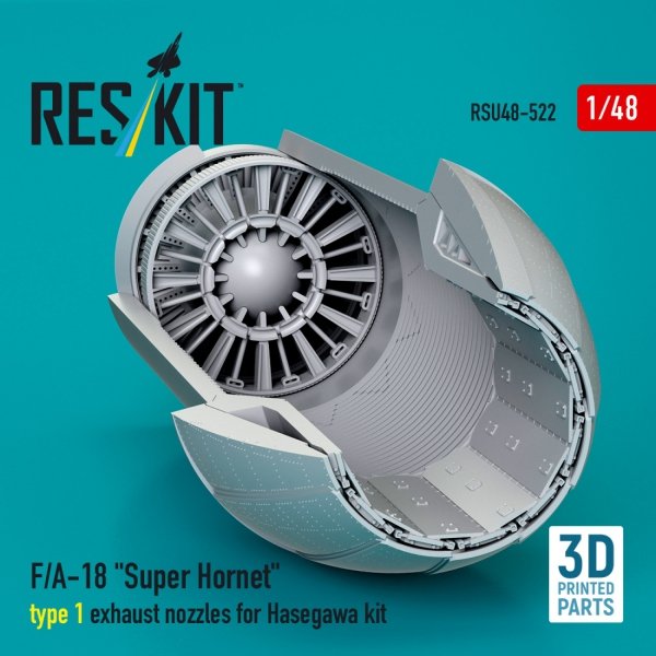 RESKIT RSU48-0522 F/A-18 "Super Hornet" type 1 exhaust nozzles for Hasegawa kit (3D Printed) 1/48