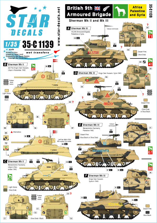 Star Decals 35-C1139 British 9th Armoured Brigade 1/35