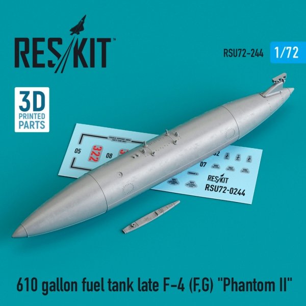 RESKIT RSU72-0244 610 GALLON FUEL TANK LATE F-4 (F, G) &quot;PHANTOM II&quot; (3D PRINTED) 1/72