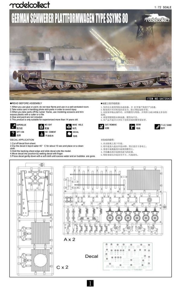 Modelcollect UA72043 German Schwere Plattformwagen Type SSyms 80 1:72