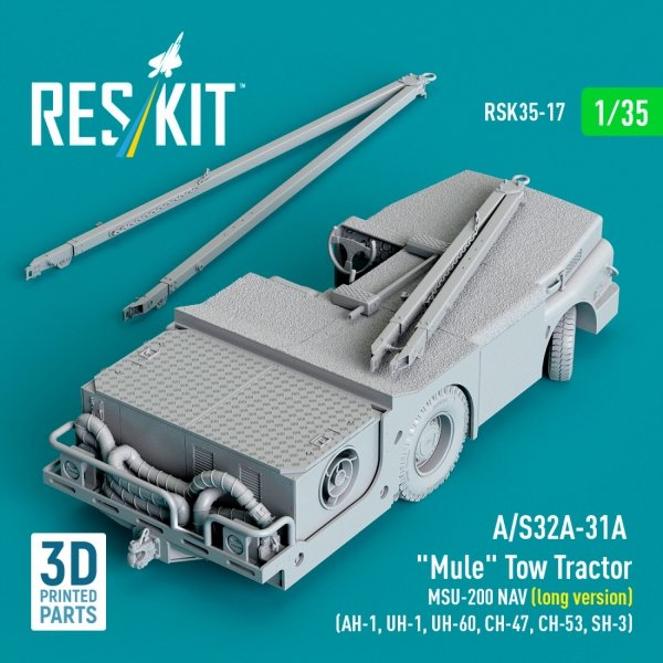 RESKIT RSK35-0017 A/S32A-31A  "Mule" Tow Tractor MSU-200 NAV (long version) (AH-1, UH-1, UH-60, CH-47, CH-53, SH-3) (3D Printed model kit) (1/35)