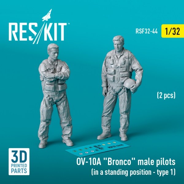 RESKIT RSF32-0044 OV-10A &quot;Bronco&quot; male pilots (in a standing position - type 1) (2 pcs) (3D Printed) 1/32
