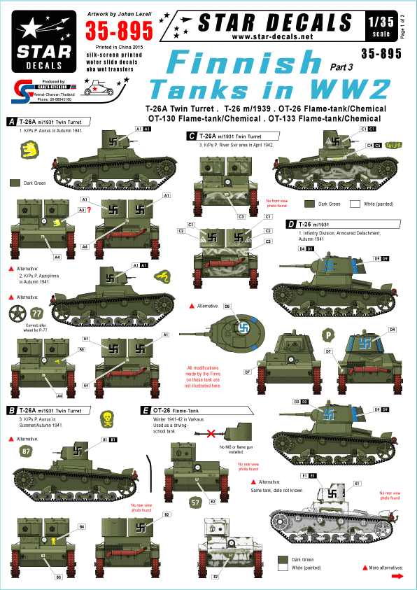 Star Decals 35-895 Finnish tanks in WW2 part 3 1/35