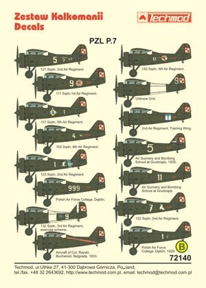 Techmod 72140 - PZL P.7a (1:72)