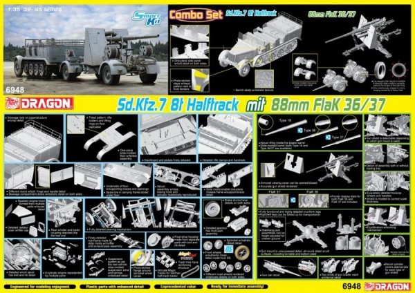Dragon 6948 Sd.Kfz.7 8(t) Halftrack + 88mm FlaK 36/37 1/35