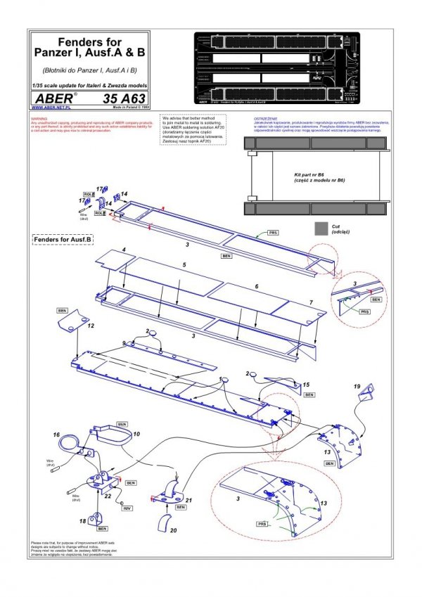 Aber 35A063 Błotniki do Panzer I, Ausf.A i B (1:35)