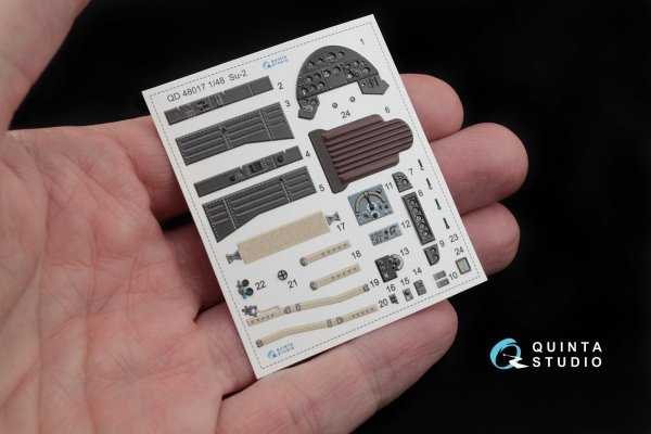 Quinta Studio QD48017 Su-2 3D-Printed &amp; coloured Interior on decal paper (for Zvezda kits) 1/48