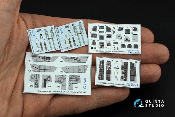 Quinta Studio QD48345 F/A-18B 3D-Printed &amp; coloured Interior on decal paper (Hasegawa) 1/48