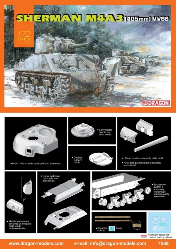 Dragon 7569 Sherman M4A3 (105mm) VVSS 1/72