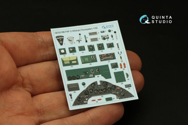 Quinta Studio QD32186 F4F-3 Wildcat 3D-Printed coloured Interior on decal paper (Trumpeter) 1/32