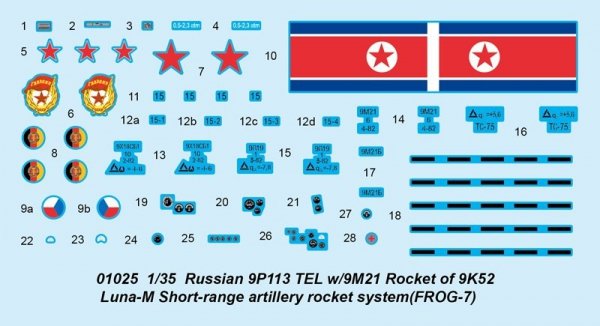 Trumpeter 01025 Russian 9P113 TEL w/9M21 Rocket of 9K52 Luna-M Short-range artillery 1:35