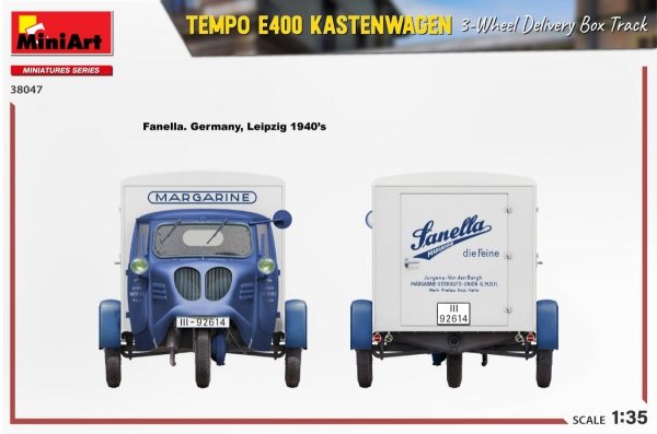MiniArt 38047 TEMPO E400 KASTENWAGEN 3-WHEEL DELIVERY BOX TRACK 1/35
