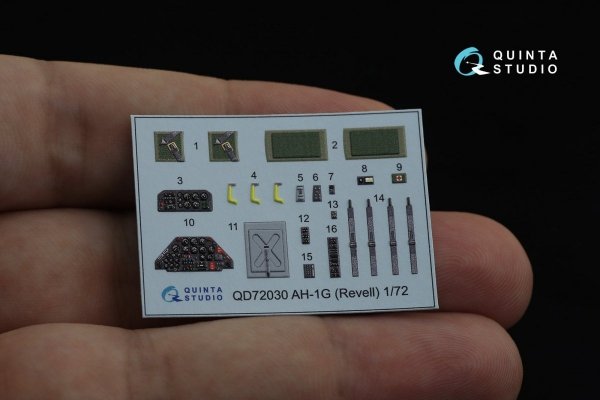 Quinta Studio QD72030 Ah-1G 3D-Printed &amp; coloured Interior on decal paper (Special Hobby/Revell) 1/72