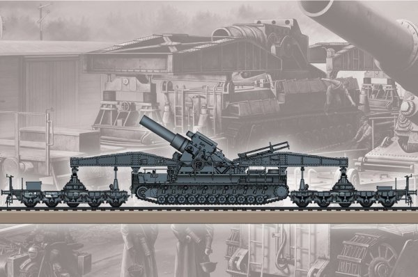 Hobby Boss 82961 German KARL-Geraet 040/041 on Railway Transport Carrier 1/72
