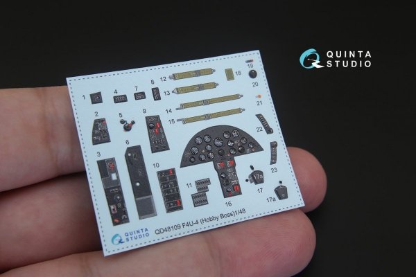 Quinta Studio QD48109 F4U-4 3D-Printed &amp; coloured Interior on decal paper (for HobbyBoss kit) 1/48
