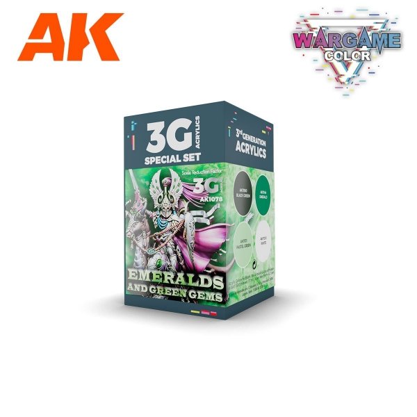 AK Interactive AK1078 WARGAME COLOR SET. EMERALDS AND GREEN GEMS 4x17 ml