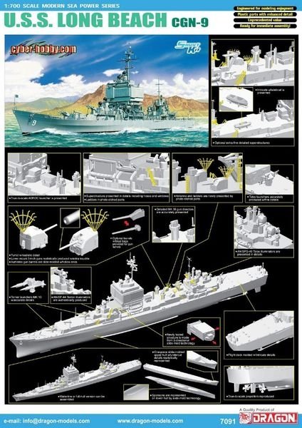 Dragon 7091 U.S.S. Long Beach CGN-9 1/700