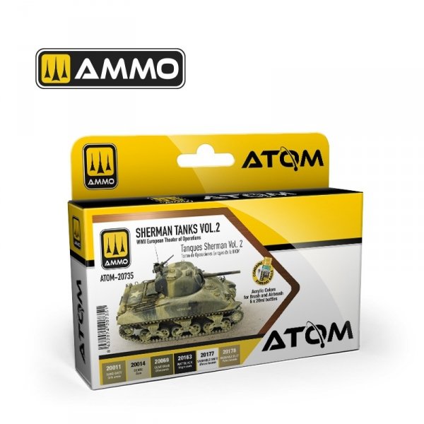 AMMO by Mig Jimenez 20735 ATOM Sherman Tanks Vol. 2 (WWII European Theater of Operations) 6x20ml