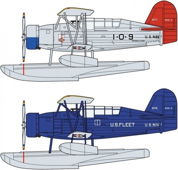 Hasegawa 02394 SOC-3 Seagull Seaplane Battleship USS Pennsylvania 1/72