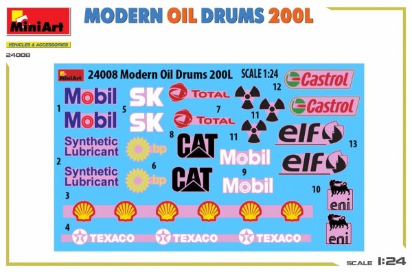 MiniArt 24008 MODERN OIL DRUMS 200L 1/24