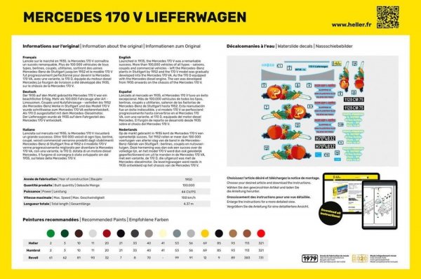 Heller 56736 Mercedes 170 V Lieferwagen - Starter Kit 1/24