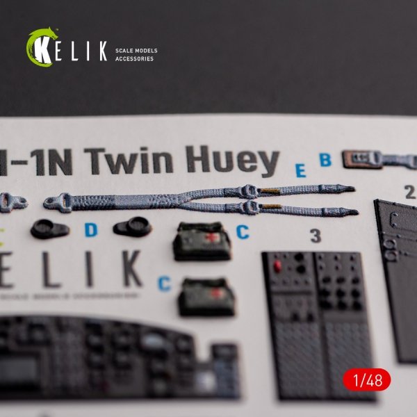 KELIK K48105 UH-1N &quot;Twin Huey&quot; - interior 3D decals for Zimi Model/KittyHawk kit 1/48