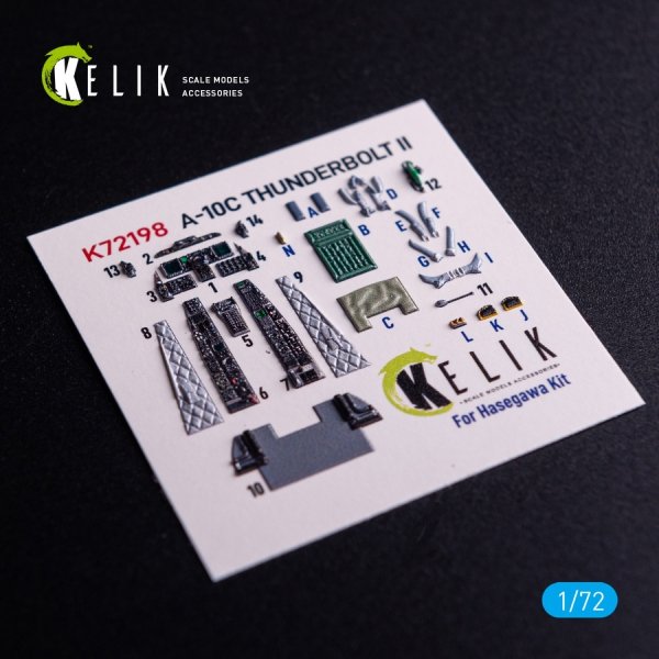 Kelik K72198 A-10C - interior 3D decals for Hasegawa kit (1/72)