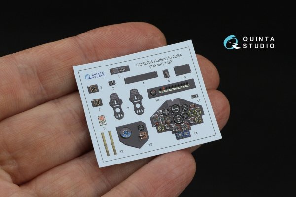 Quinta Studio QD32253 Horten Ho 229A 3D-Printed &amp; coloured Interior on decal paper (Takom) 1/32