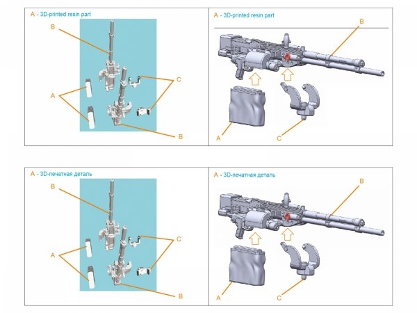 Quinta Studio QT48136 UBT Machine Gun (Soviet, WWII), 2 pcs (for all kits) 1/48