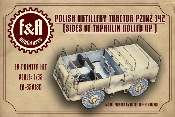 F&amp;A Miniatures FA-35018B Pzinż 342 ciągnik plandeka podwinięte boczne klapy 1/35