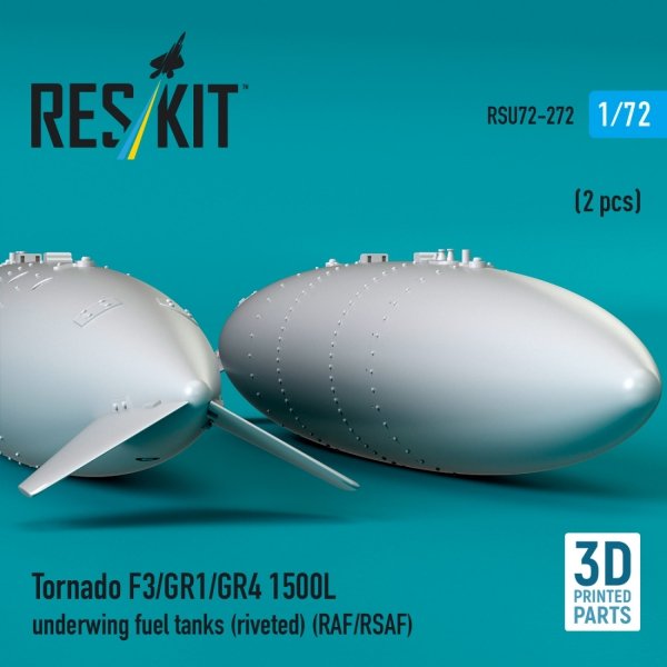 RESKIT RSU72-0272 Tornado F3/GR1/GR4 1500L underwing fuel tanks (riveted) (RAF/RSAF) (2 pcs) (3D Printed) (1/72)