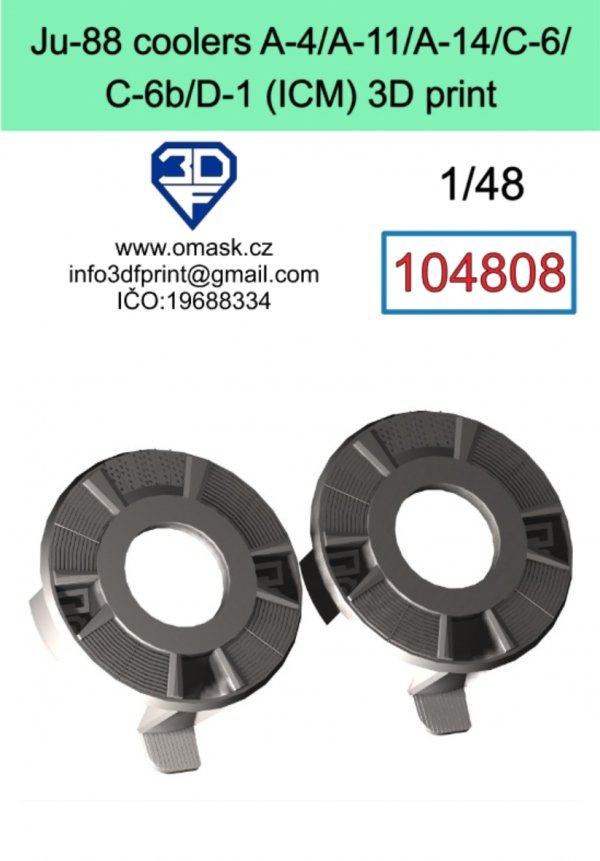 Omask 104808 Ju-88 coolers A-4/A-11/A-14/C-6/C-6b/D-1 (ICM) 3D print 1/48