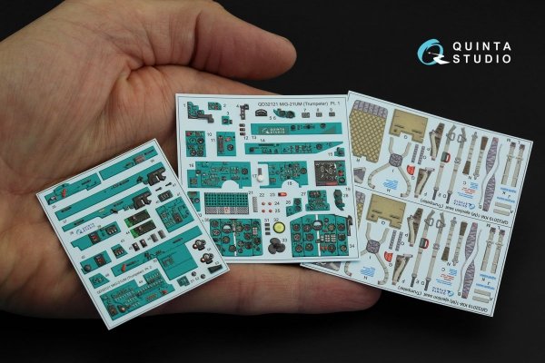 Quinta Studio QD32121 MiG-21UM 3D-Printed &amp; coloured Interior on decal paper (Trumpeter) 1/32