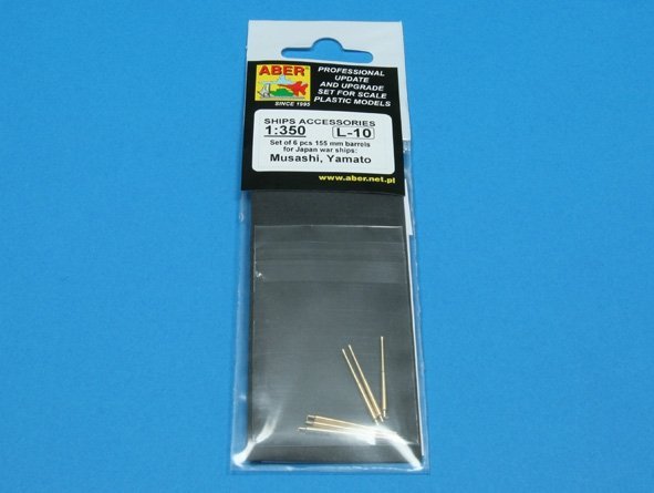 Aber 350L-10 Set of 6 pcs 155 mm barrels for Japanese ships Yamato and Musashi (1:350)