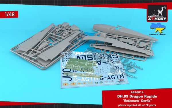 Armory Models 48014 DH.89 Dragon Rapide, Short-Haul Airliner / Multipurpose Aircraft, “Rothmans' Devils” liveries 1/48