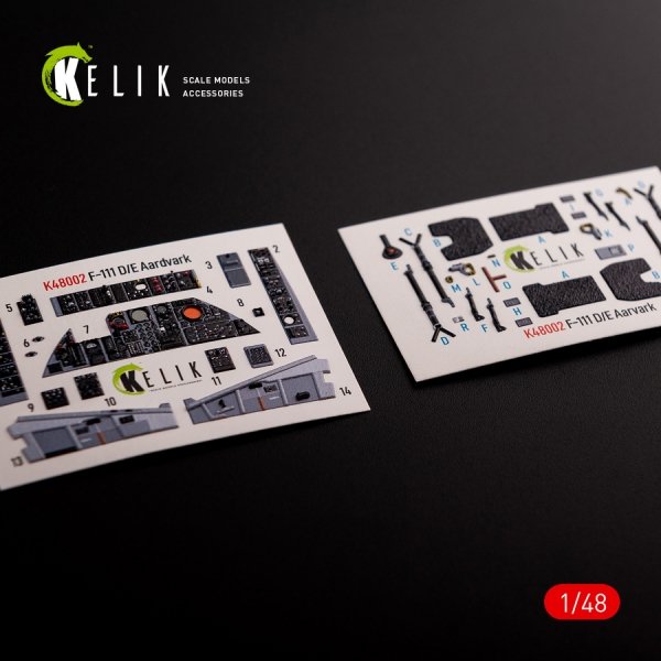 KELIK K48002 F-111 A/E Aardvark interior 3D decals for HobbyBoss kit