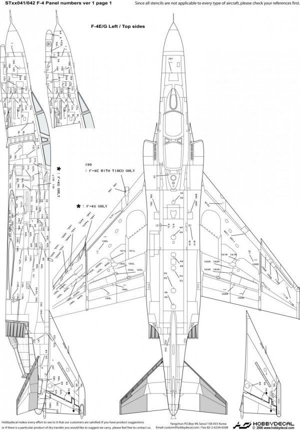 HobbyDecal ST32042V1 F-4 Panel numbers White stencil font ver 1 1/32
