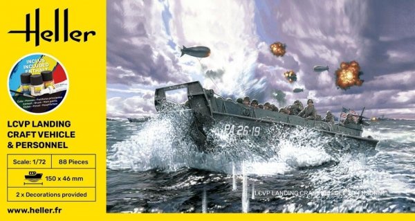 Heller 56995 LCVP Landing Craft Vehicle &amp; Personal  - Starter Kit 1/72