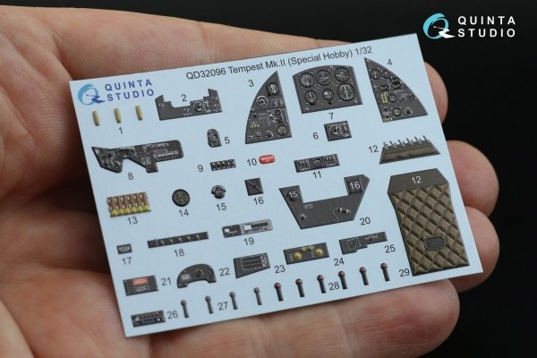 Quinta Studio QD32096 Tempest Mk.II 3D-Printed &amp; coloured Interior on decal paper (Special Hobby/Revell) 1/32