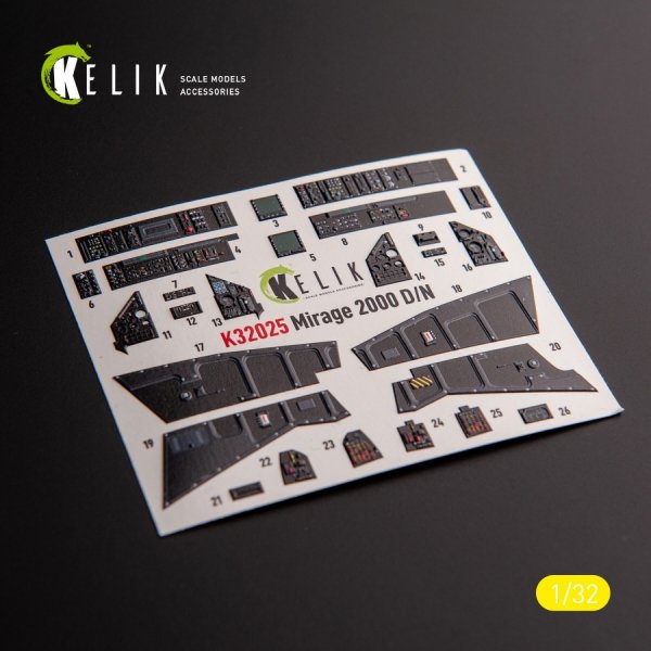 Kelik K32025 Mirage 2000D/N - interior 3D decals for Kitty Hawk/Zimi models kit 1/32