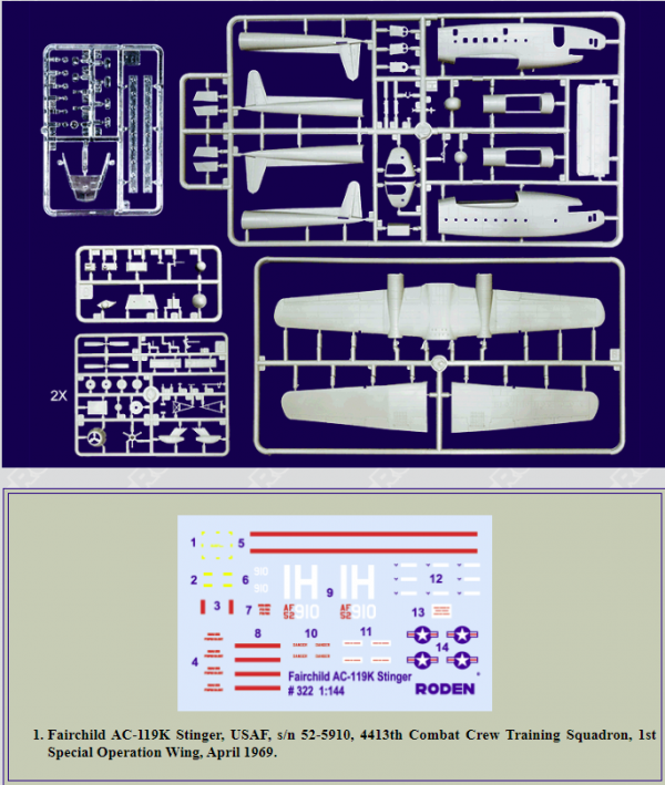 Roden 322 Fairchild AC-119K Stinger 1/144