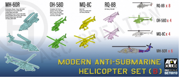 AFV Club SE70010 Modern Anti-Submarine Helicopter Set (B) 1/700