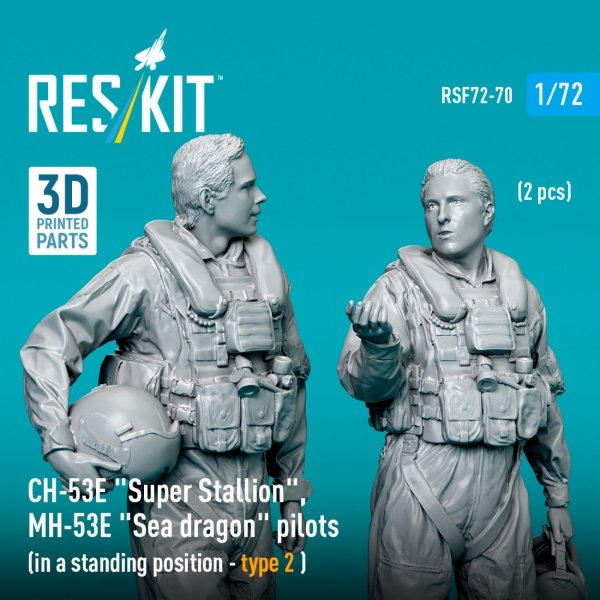 RESKIT RSF72-0070 CH-53E "Super Stallion", MH-53E "Sea dragon" pilots (in a standing position - type 2) (2 pcs) (3D Printed) (1/72)